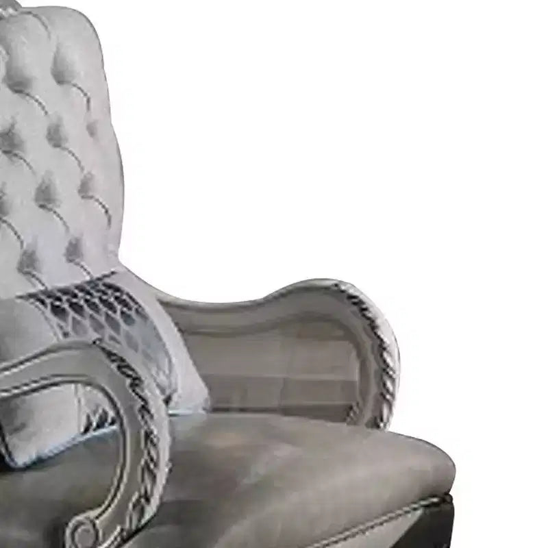 Fauteuil d'appoint 34" Dresden en cuir synthétique blanc cassé - Acme Furniture : Capitonnage, Aucun assemblage, Cadre en bois