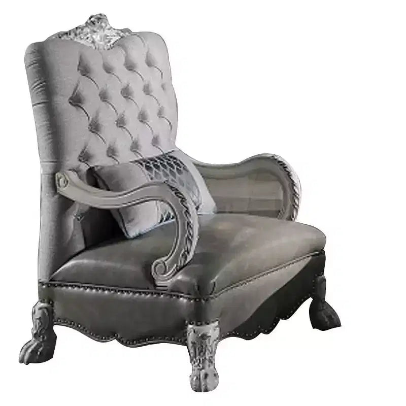 Fauteuil d'appoint 34" Dresden en cuir synthétique blanc cassé - Acme Furniture : Capitonnage, Aucun assemblage, Cadre en bois