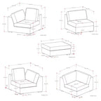 WyndenHall Marlee Canapé d'angle et ottoman gris nuage