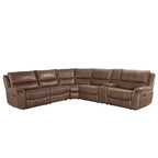 Steve Silver Co. 6pc Lehi Manual Reclining Sectional Sofas Cocoa Brown: Faux Leather, USB Port, Storage