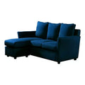 HOMES: Inside + Out Henri Upholstered Sofa Dressy Blue: Modern L-Shaped, Microfiber, Wood Legs, Foam Filled