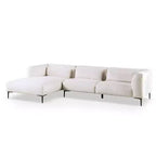 HOMES: Inside + Out Plumeria L Shaped Sectional Left Chaise with Feather Blend Cushions Linen White