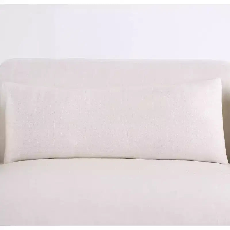 MAISON : Intérieur + Extérieur Canapé d'angle Plumeria en L, méridienne gauche avec coussins en mélange de plumes, blanc lin