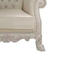 Fauteuil d'appoint Dresden de 44,8 po en cuir synthétique/finition blanc cassé - Acme Furniture : Aucun assemblage requis, dossier touffeté