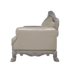 Fauteuil d'appoint Dresden de 44,8 po en cuir synthétique/finition blanc cassé - Acme Furniture : Aucun assemblage requis, dossier touffeté