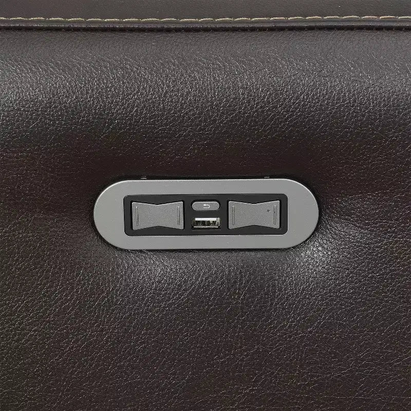 Causeuse inclinable électrique Coachella de Steve Silver Co. - marron : Cuir rembourré, cadre en fer, 2 places