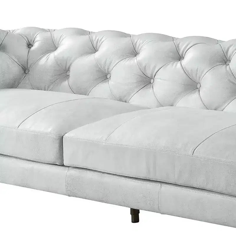 Canapés Ragle 96" en cuir pleine fleur blanc vieilli - Acme Furniture