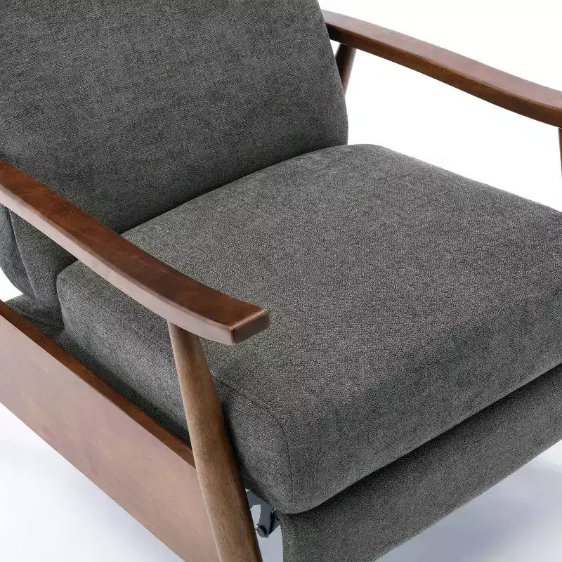 Fauteuil inclinable à poussoir Comfort Pointe Soren Charcoal : Polyester rembourré, cadre en bois, remplissage en mousse, nettoyage des taches