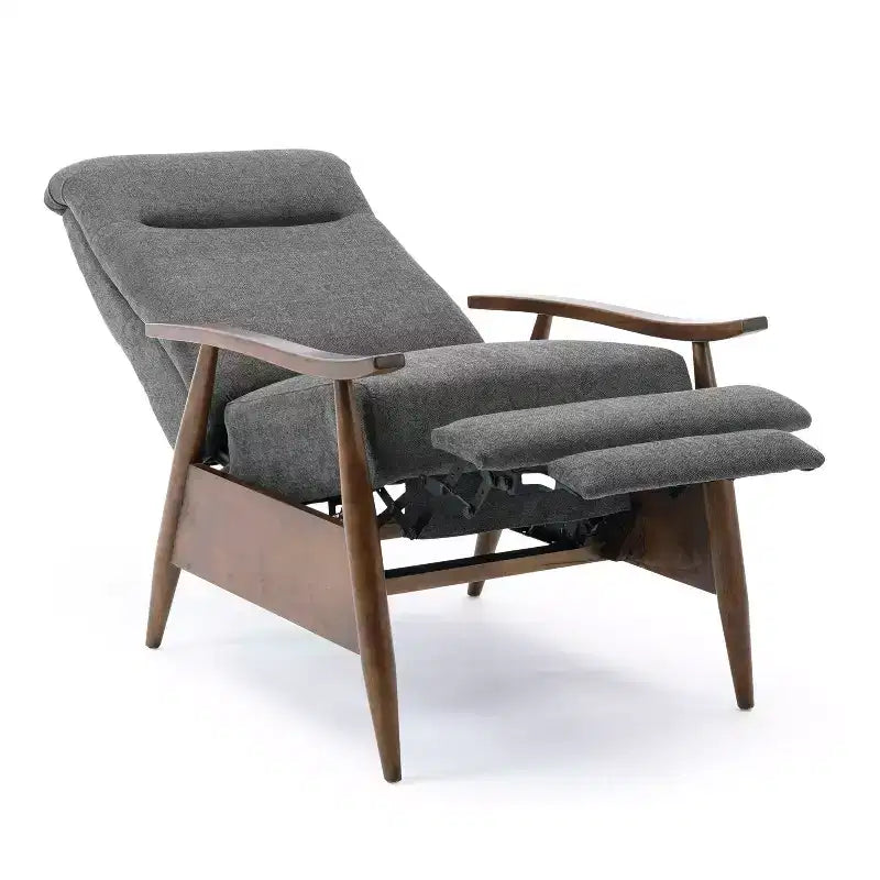 Fauteuil inclinable à poussoir Comfort Pointe Soren Charcoal : Polyester rembourré, cadre en bois, remplissage en mousse, nettoyage des taches