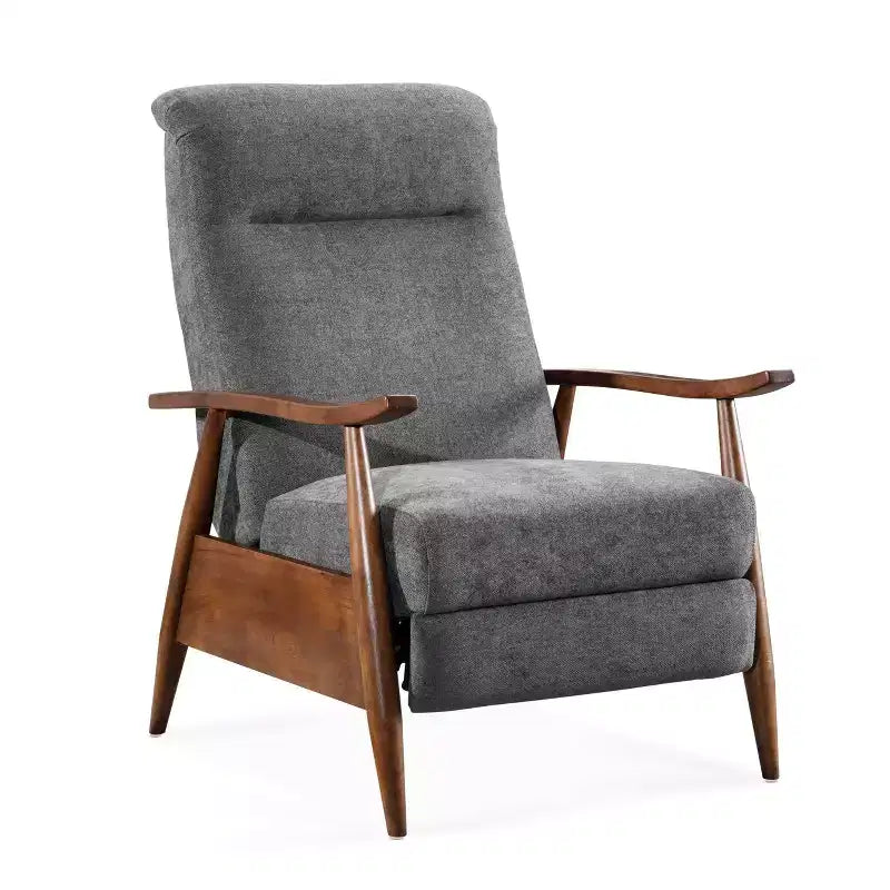 Fauteuil inclinable à poussoir Comfort Pointe Soren Charcoal : Polyester rembourré, cadre en bois, remplissage en mousse, nettoyage des taches