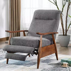 Fauteuil inclinable à poussoir Comfort Pointe Soren Charcoal : Polyester rembourré, cadre en bois, remplissage en mousse, nettoyage des taches
