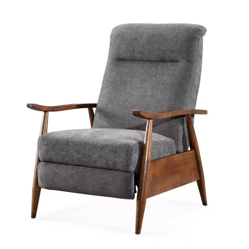 Fauteuil inclinable à poussoir Comfort Pointe Soren Charcoal : Polyester rembourré, cadre en bois, remplissage en mousse, nettoyage des taches