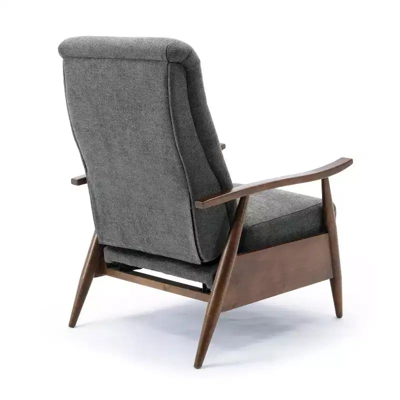 Fauteuil inclinable à poussoir Comfort Pointe Soren Charcoal : Polyester rembourré, cadre en bois, remplissage en mousse, nettoyage des taches
