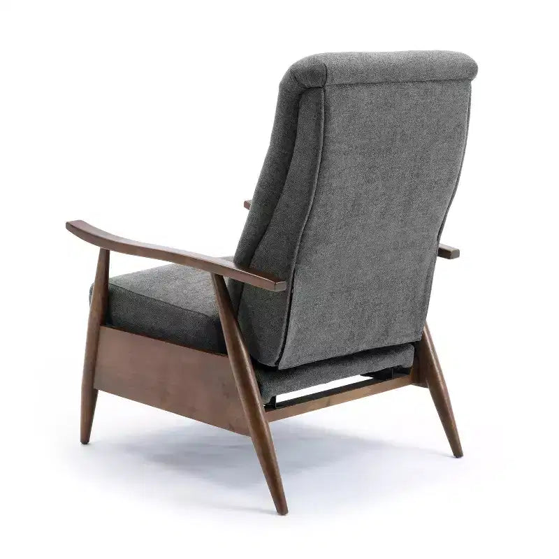 Fauteuil inclinable à poussoir Comfort Pointe Soren Charcoal : Polyester rembourré, cadre en bois, remplissage en mousse, nettoyage des taches