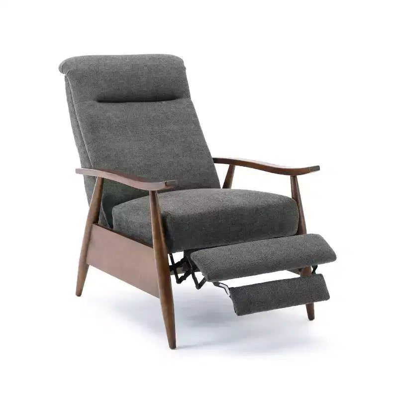 Fauteuil inclinable à poussoir Comfort Pointe Soren Charcoal : Polyester rembourré, cadre en bois, remplissage en mousse, nettoyage des taches