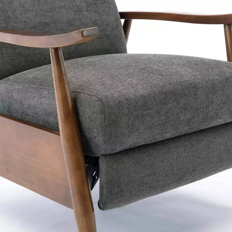 Fauteuil inclinable à poussoir Comfort Pointe Soren Charcoal : Polyester rembourré, cadre en bois, remplissage en mousse, nettoyage des taches