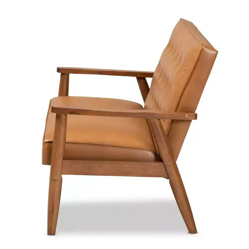 Causeuse en bois recouverte de similicuir Sorrento Mid-Century Noyer/Marron - Baxton Studio : Canapé 2 places capitonné, Nettoyage des taches