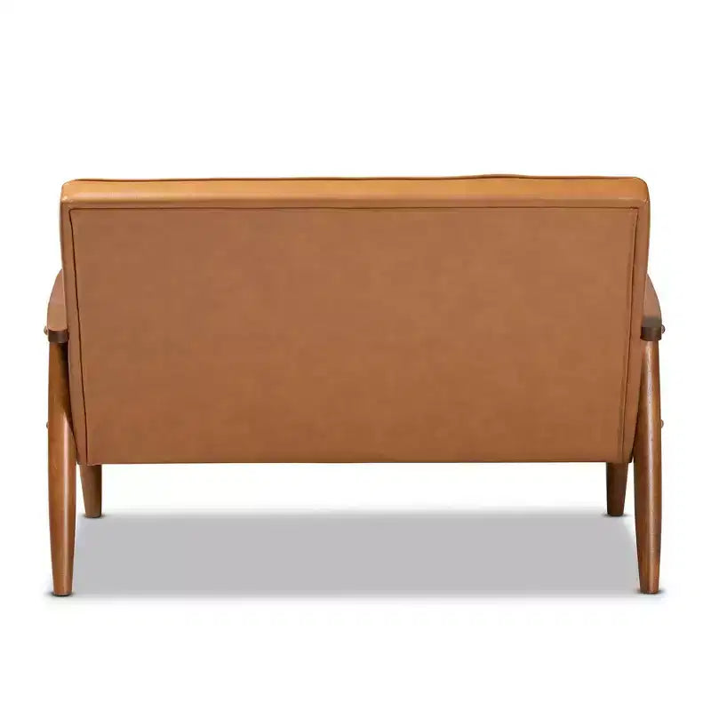 Causeuse en bois recouverte de similicuir Sorrento Mid-Century Noyer/Marron - Baxton Studio : Canapé 2 places capitonné, Nettoyage des taches
