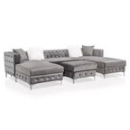 HOMES: Inside + Out Canapé d'angle en U capitonné Elmhurst avec pouf gris : Canapé modulable de style transitionnel