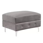 HOMES: Inside + Out Canapé d'angle en U capitonné Elmhurst avec pouf gris : Canapé modulable de style transitionnel