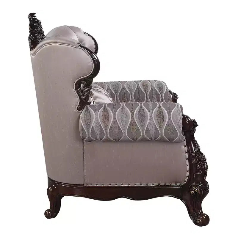 Canapé Benbek 70 po Acme Furniture, tissu et finition chêne antique : capitonné, 3 places, revêtement en cuir