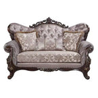 Canapé Benbek 70 po Acme Furniture, tissu et finition chêne antique : capitonné, 3 places, revêtement en cuir