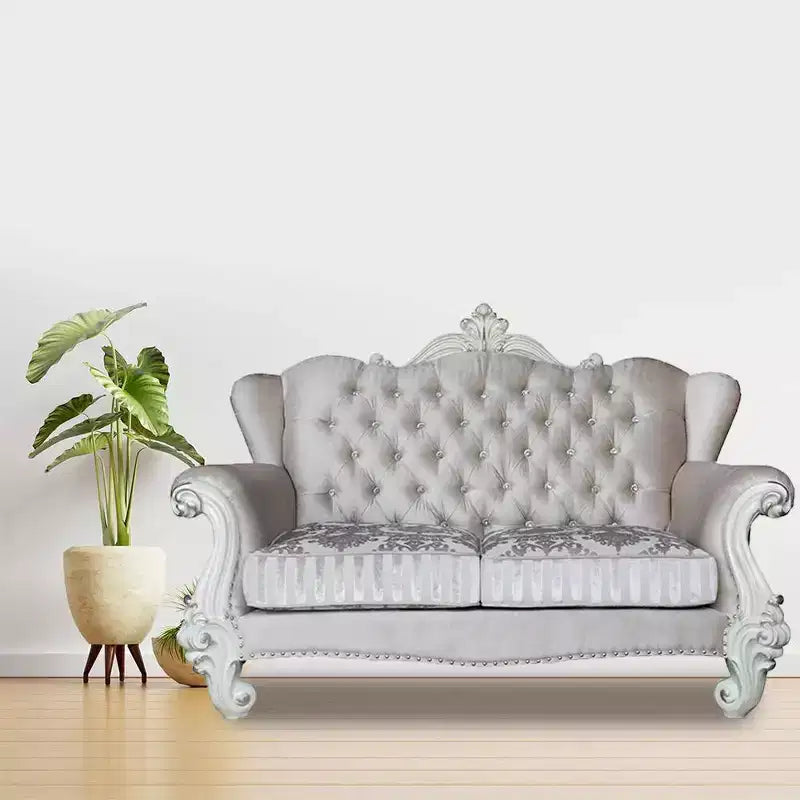 Canapé Versailles Acme Furniture Tissu ivoire/Fini blanc cassé