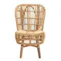 bali & pari Nagoya Rattan Tall Lounge Chair: Bohemian Accent, Teak Wood Legs, Living Room Furniture