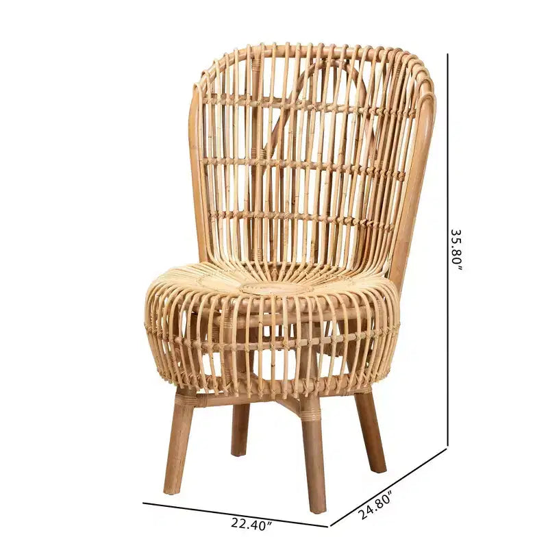 bali & pari Nagoya Chaise longue haute en rotin : Accent bohème, pieds en bois de teck, mobilier de salon