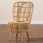 bali & pari Nagoya Chaise longue haute en rotin : Accent bohème, pieds en bois de teck, mobilier de salon