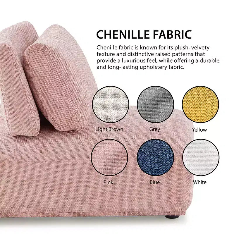 MAISON : Intérieur + Extérieur Fauteuil sans accoudoirs modulaire moderne Povoa en chenille avec dossier extensible Bleu