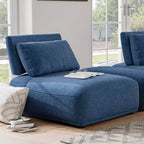 MAISON : Intérieur + Extérieur Fauteuil sans accoudoirs modulaire moderne Povoa en chenille avec dossier extensible Bleu