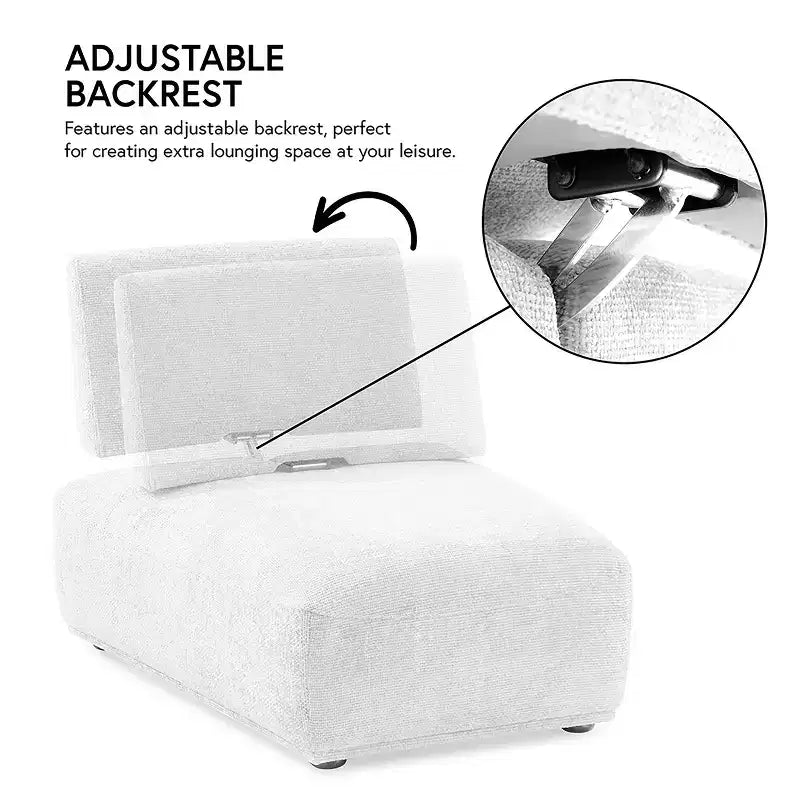MAISON : Intérieur + Extérieur Fauteuil sans accoudoirs modulaire moderne Povoa en chenille avec dossier extensible Bleu