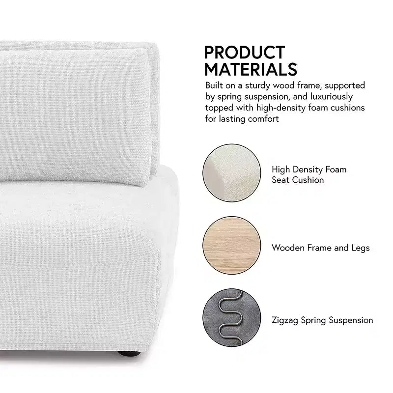 MAISON : Intérieur + Extérieur Fauteuil sans accoudoirs modulaire moderne Povoa en chenille avec dossier extensible Bleu