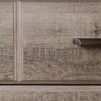 Commode double 6 tiroirs South Shore Versa chêne vieilli : Panneaux de particules stratifiés, quincaillerie anti-basculement, garantie de 5 ans