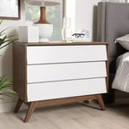 Hildon Mid-Century Modern Wood 3 Drawer Storage Chest Brown - Baxton Studio: Walnut Finish, Retro Design