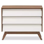 Hildon Commode de rangement moderne du milieu du siècle à 3 tiroirs en bois Brun - Baxton Studio : Finition Noyer, Design Rétro