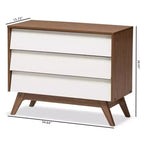 Hildon Commode de rangement moderne du milieu du siècle à 3 tiroirs en bois Brun - Baxton Studio : Finition Noyer, Design Rétro