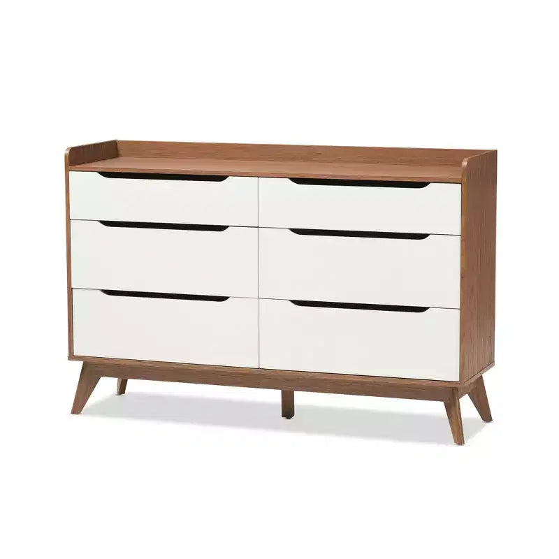 Commode de rangement Brighton en bois brun de style moderne du milieu du siècle à 6 tiroirs - Baxton Studio