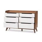 Commode de rangement Brighton en bois brun de style moderne du milieu du siècle à 6 tiroirs - Baxton Studio