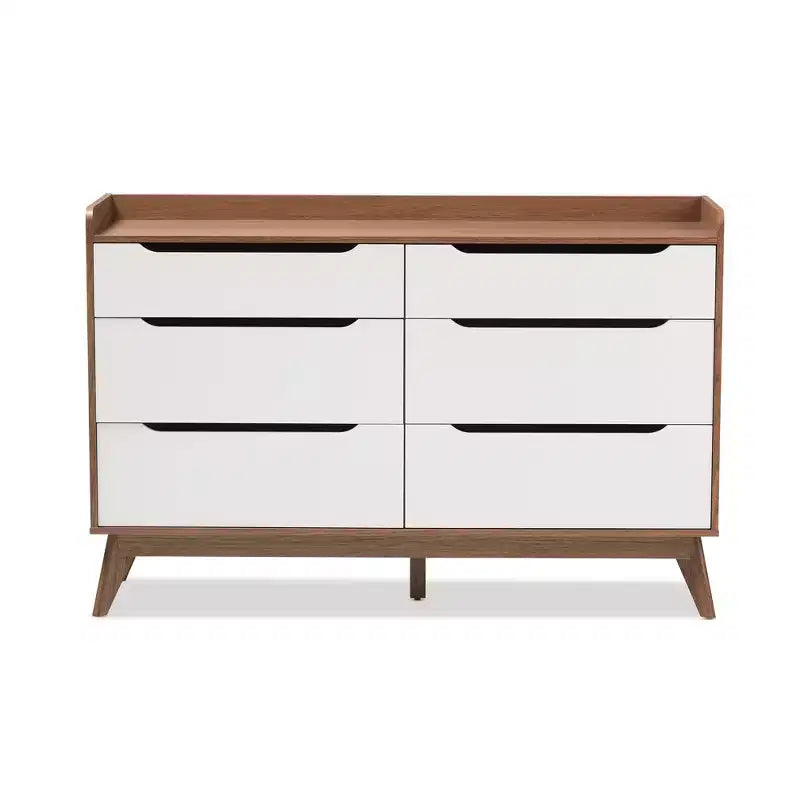 Commode de rangement Brighton en bois brun de style moderne du milieu du siècle à 6 tiroirs - Baxton Studio