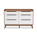 Commode de rangement Brighton en bois brun de style moderne du milieu du siècle à 6 tiroirs - Baxton Studio