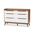 Commode de rangement Brighton en bois brun de style moderne du milieu du siècle à 6 tiroirs - Baxton Studio