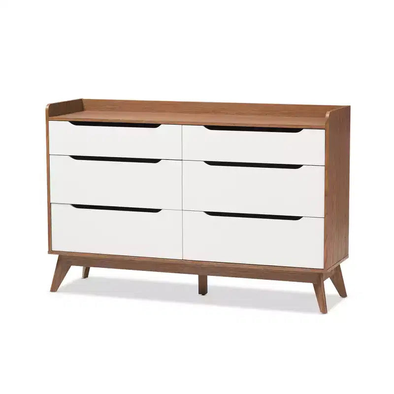 Commode de rangement Brighton en bois brun de style moderne du milieu du siècle à 6 tiroirs - Baxton Studio