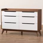 Commode de rangement Brighton en bois brun de style moderne du milieu du siècle à 6 tiroirs - Baxton Studio