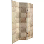 Paravent à double face motif bois clair 15 cm marron - Oriental Furniture : cadre en épicéa, cloison réglable