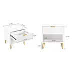 Manhattan Comfort Dumbo Table de Nuit avec Tiroir Blanc : Table de Chevet Moderne, Glissières Métalliques, Étagère de Rangement