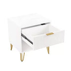 Manhattan Comfort Dumbo Table de Nuit avec Tiroir Blanc : Table de Chevet Moderne, Glissières Métalliques, Étagère de Rangement