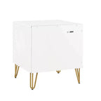 Manhattan Comfort Dumbo Table de Nuit avec Tiroir Blanc : Table de Chevet Moderne, Glissières Métalliques, Étagère de Rangement