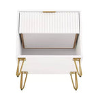 Manhattan Comfort Dumbo Table de Nuit avec Tiroir Blanc : Table de Chevet Moderne, Glissières Métalliques, Étagère de Rangement